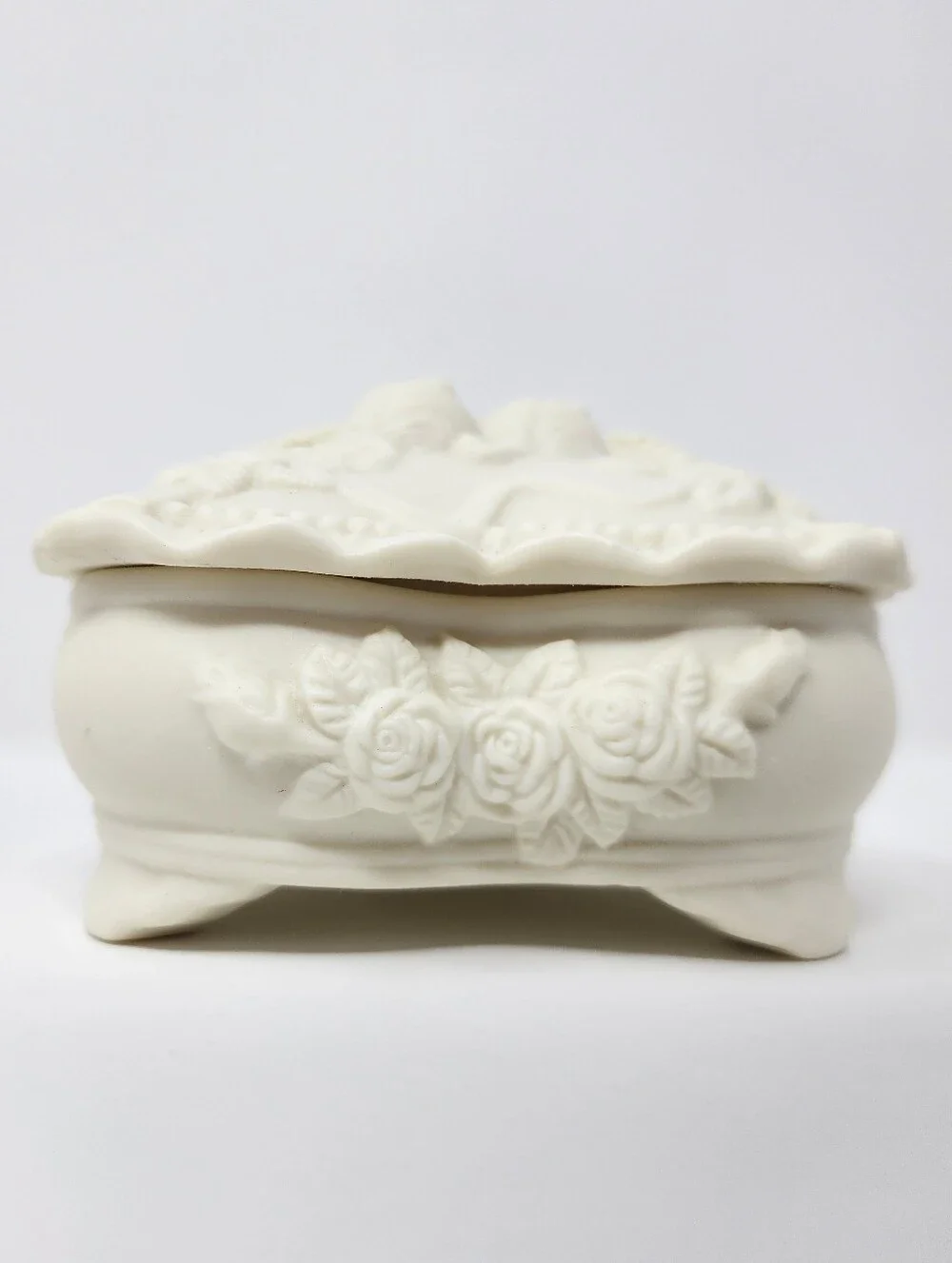 Ornate Heart-Shaped Cherub Trinket Box